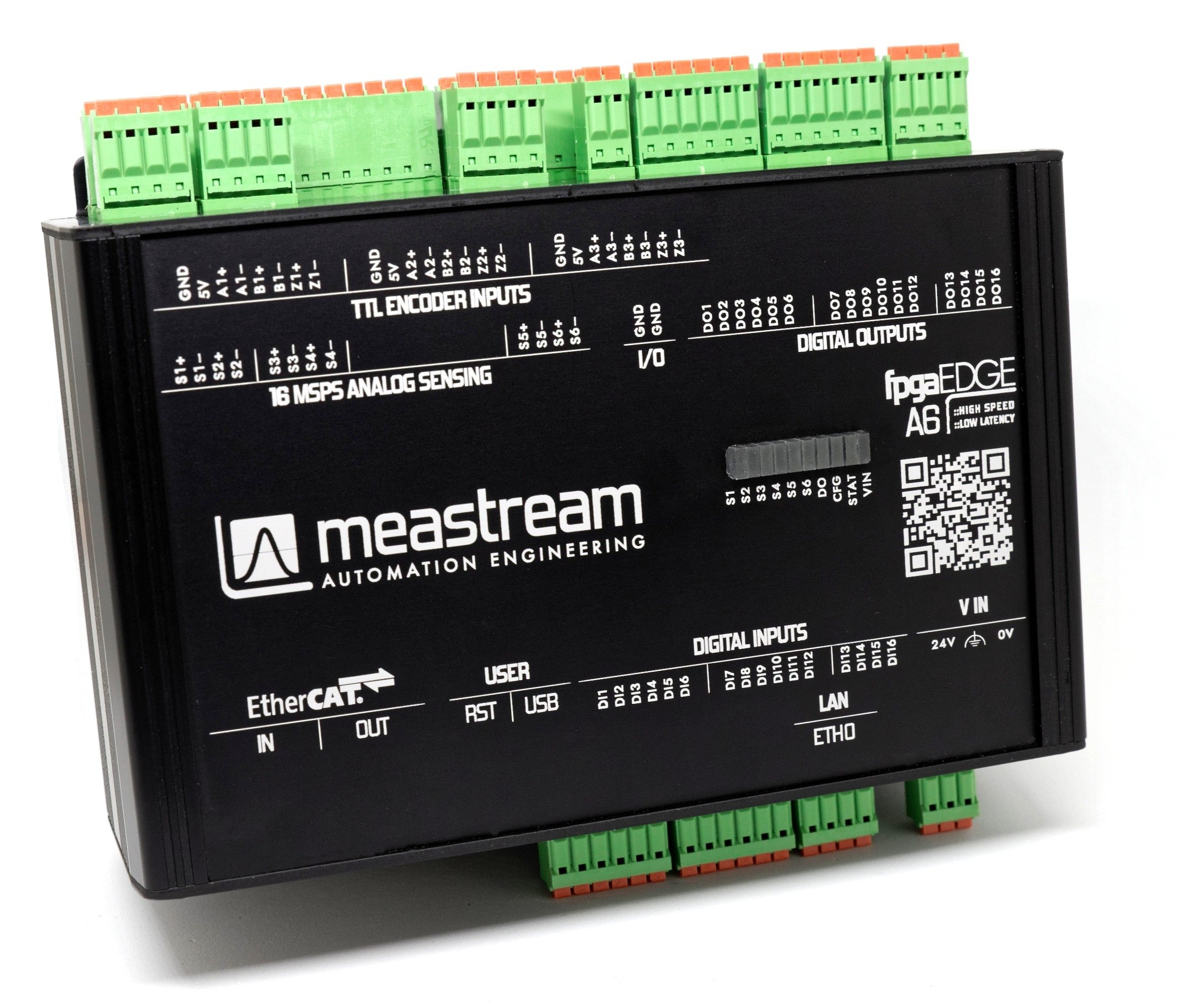 meastream fpgaEdge A6 - FPGA-based Edge-Device with advanced filter algorithms and minimal	latency. Designed for real-time data processing in fast control systems and AI applications
